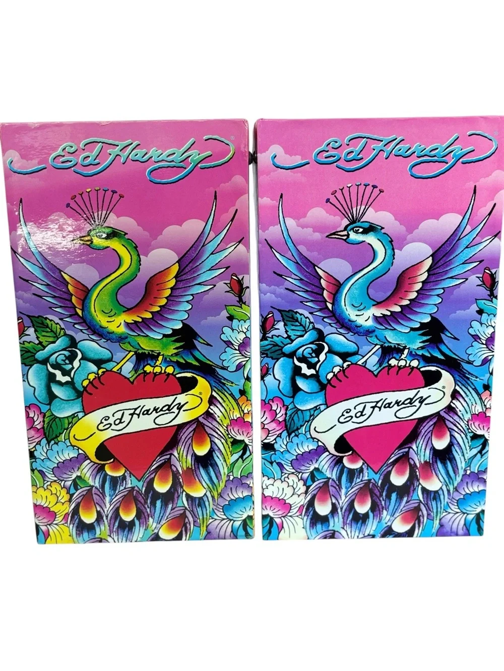 Ed Hardy x Lisa Frank Peacock Hanging File Box Set of 2 Office Storage Rare